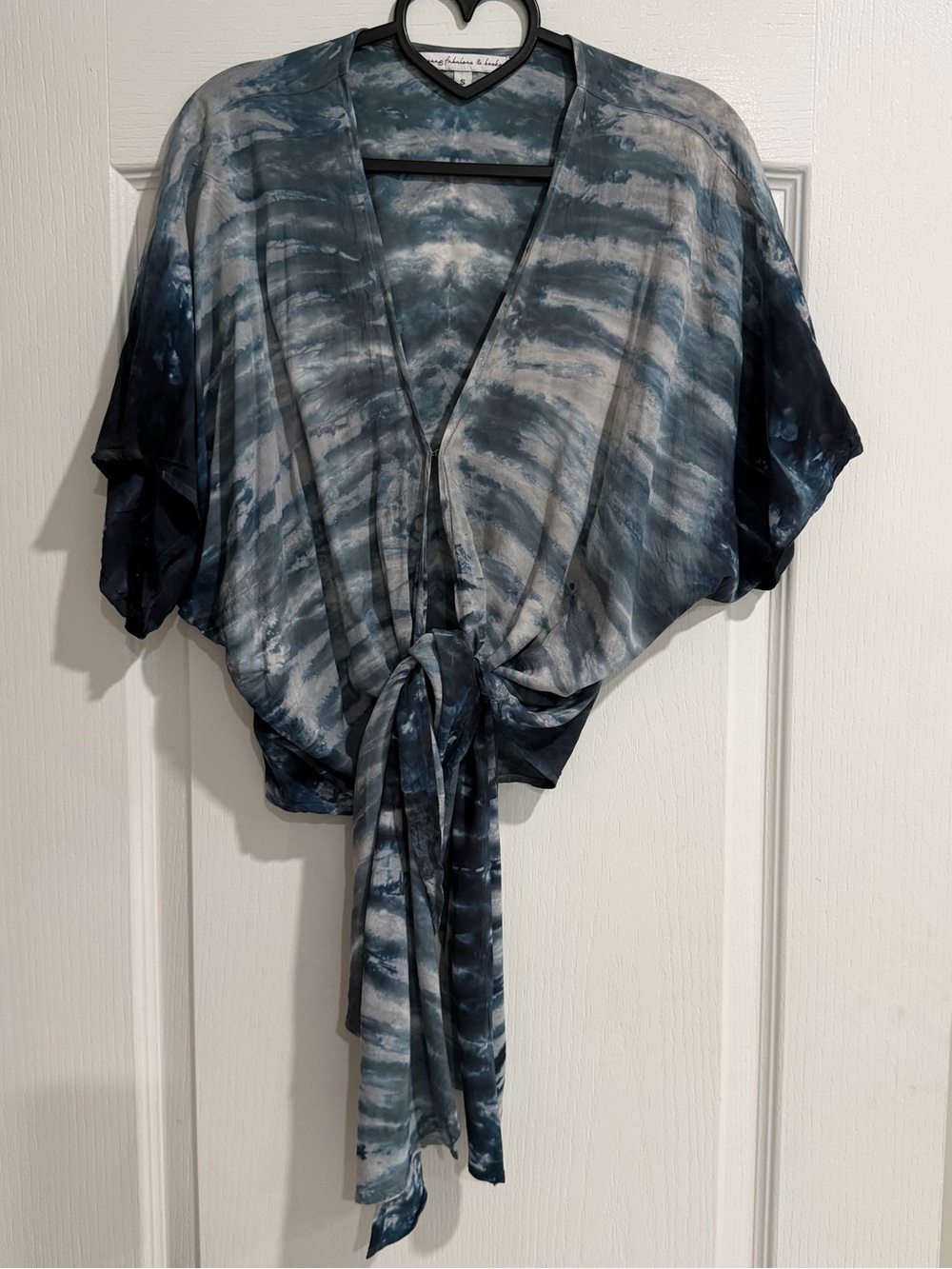 Young Fabulous & Broke Blue and Gray Tie-Dye Top